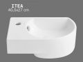 Wall-Mounted 40,5 cm Ceramic Hand Basin Glossy White Compact Sink ITEA LEFT
