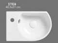 Wall-Mounted 40,5 cm Ceramic Hand Basin Glossy White Compact Sink ITEA LEFT