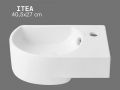 Wall-Mounted 40,5 cm Ceramic Hand Basin Glossy White Compact Sink ITEA RIGHT