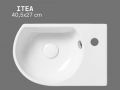 Wall-Mounted 40,5 cm Ceramic Hand Basin Glossy White Compact Sink ITEA RIGHT