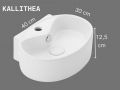 40 cm Oval Glossy White Hand Basin Wall-Mounted or Countertop KALLITHEA
