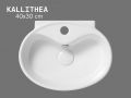40 cm Oval Glossy White Hand Basin Wall-Mounted or Countertop KALLITHEA