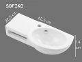 62,5 cm Wall-Mounted Glossy White Hand Basin with Side Shelf SOFIKO