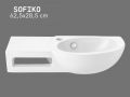 62,5 cm Wall-Mounted Glossy White Hand Basin with Side Shelf SOFIKO