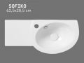 62,5 cm Wall-Mounted Glossy White Hand Basin with Side Shelf SOFIKO