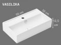 Wall-Mounted Ceramic Basin 55 cm Glossy White Rectangular Design VASILIKA