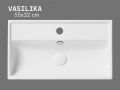 Wall-Mounted Ceramic Basin 55 cm Glossy White Rectangular Design VASILIKA