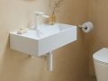 Wall-Mounted Ceramic Basin 55 cm Glossy White Rectangular Design VASILIKA