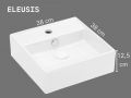 ELEUSIS 38x38 cm White Square Hand Basin Wall-Mounted or Countertop