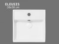 ELEUSIS 38x38 cm White Square Hand Basin Wall-Mounted or Countertop