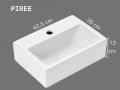 PIREE 42.5 cm Glossy White Rectangular Hand Basin Wall-Mounted or Countertop