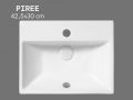 PIREE 42.5 cm Glossy White Rectangular Hand Basin Wall-Mounted or Countertop