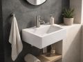 PIREE 42.5 cm Glossy White Rectangular Hand Basin Wall-Mounted or Countertop