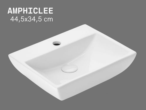 Wall-Mounted / Countertop Washbasin 44.5 cm Glossy White AMPHICLEE