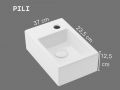 37 cm Glossy White Ceramic Hand Basin - Compact, Wall-Mounted or Countertop PILI LEFT