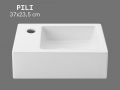 37 cm Glossy White Ceramic Hand Basin - Compact, Wall-Mounted or Countertop PILI LEFT