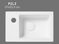 37 cm Glossy White Ceramic Hand Basin - Compact, Wall-Mounted or Countertop PILI LEFT