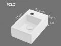 37 cm Glossy White Ceramic Hand Basin - Compact, Wall-Mounted or Countertop PILI RIGHT