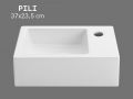 37 cm Glossy White Ceramic Hand Basin - Compact, Wall-Mounted or Countertop PILI RIGHT