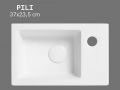 37 cm Glossy White Ceramic Hand Basin - Compact, Wall-Mounted or Countertop PILI RIGHT