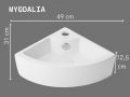 49 cm Corner Hand Basin in Glossy White Ceramic - Wall-Mounted or Countertop MYGDALIA