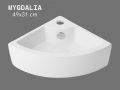 49 cm Corner Hand Basin in Glossy White Ceramic - Wall-Mounted or Countertop MYGDALIA