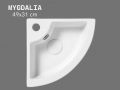 49 cm Corner Hand Basin in Glossy White Ceramic - Wall-Mounted or Countertop MYGDALIA