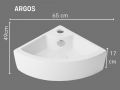 65 cm Wall-Mounted Corner Hand Basin in Glossy White Ceramic __int__ Triangular ARGOS