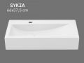 66 cm Glossy White Ceramic Washbasin - Rectangular Designer Basin Wall-Mounted or Countertop SYKIA