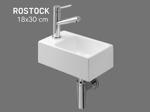 Hand basin narrow wc 18x30 cm ceramic | ROSTOCK GAUCHE