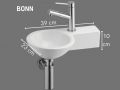 Ceramic round handwashing machine, suspended 23x39 cm BONN DROITE