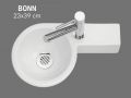 Ceramic round handwashing machine, suspended 23x39 cm BONN DROITE