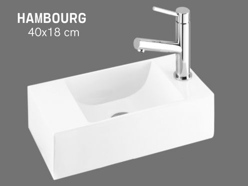 Hand washers Design 40x18 cm hanging white resin | HAMBOURG DROITE