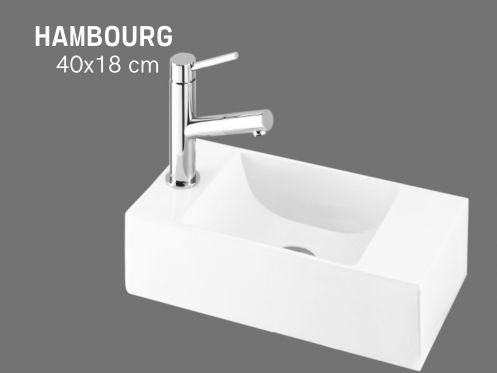 Hand washers Design 40x18 cm hanging white resin | HAMBOURG GAUCHE