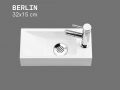 Ultra-compact washbasin 32x15 cm in white mineral resin BERLIN DROITE
