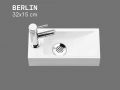 Ultra-compact washbasin 32x15 cm in white mineral resin BERLIN GAUCHE