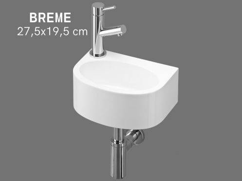 Ultra-compact wall-mounted washbasin 27.5x19.5 cm BREME GAUCHE