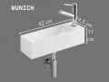 Wall-mounted washbasin 42x14.5 cm in white resin - Ultra-compact MUNICH DROIT
