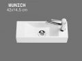 Wall-mounted washbasin 42x14.5 cm in white resin - Ultra-compact MUNICH DROIT