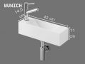 Wall-mounted washbasin 42x14.5 cm in white resin Ultra-compact MUNICH GAUCHE