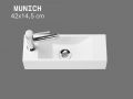 Wall-mounted washbasin 42x14.5 cm in white resin Ultra-compact MUNICH GAUCHE