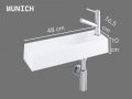 Wall-mounted washbasin 48x16.5cm White resin ultra-slim, no overflow | MUNICH 48 DROITE