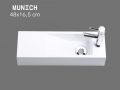 Wall-mounted washbasin 48x16.5cm White resin ultra-slim, no overflow | MUNICH 48 DROITE