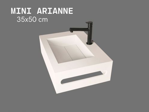 Washbasin 35x50cm, Matte White, Towel Rail MINI ARIANNE Standard