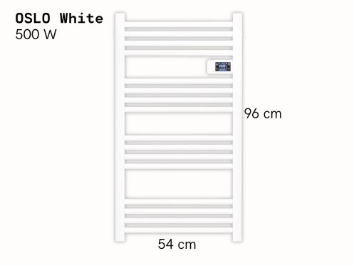 Electric aluminium towel radiator matt white 96x54 cm - OSLO