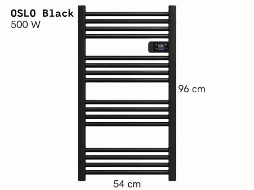 Electric aluminium towel radiator matt black 96x54 cm - OSLO