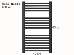 Electric towel rail, steel, matt black 80x40 cm - MOSS