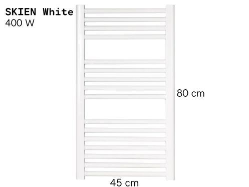 Electric towel rail, matt white steel 80x45 cm - SKIEN