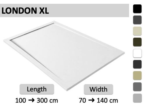 XXL shower tray with ultra-slim designer drain channel - LONDON X