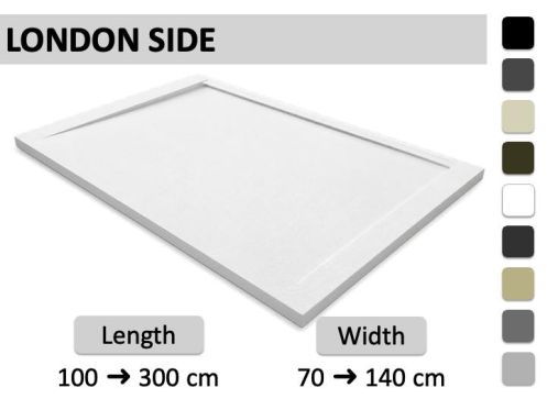 Shower tray with ultra-slim designer drain channel along the length - LONDON SIDE